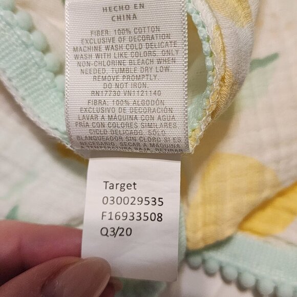 Cloud Island muslin swaddle blanket bundle of 2 Lemons with pompoms Mint green - Picture 8 of 11